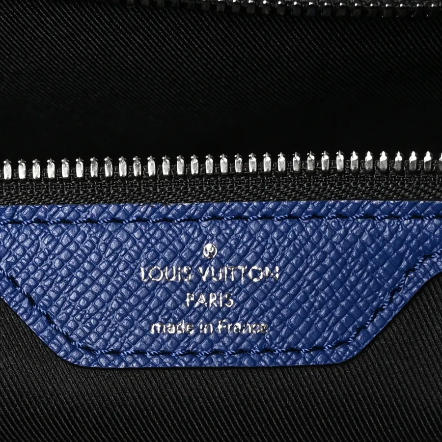 Louis Vuitton Keepall Bandouliere 50 Pacific Blue Taiga Leather & Monogram Eclipse Canvas Silver Hardware