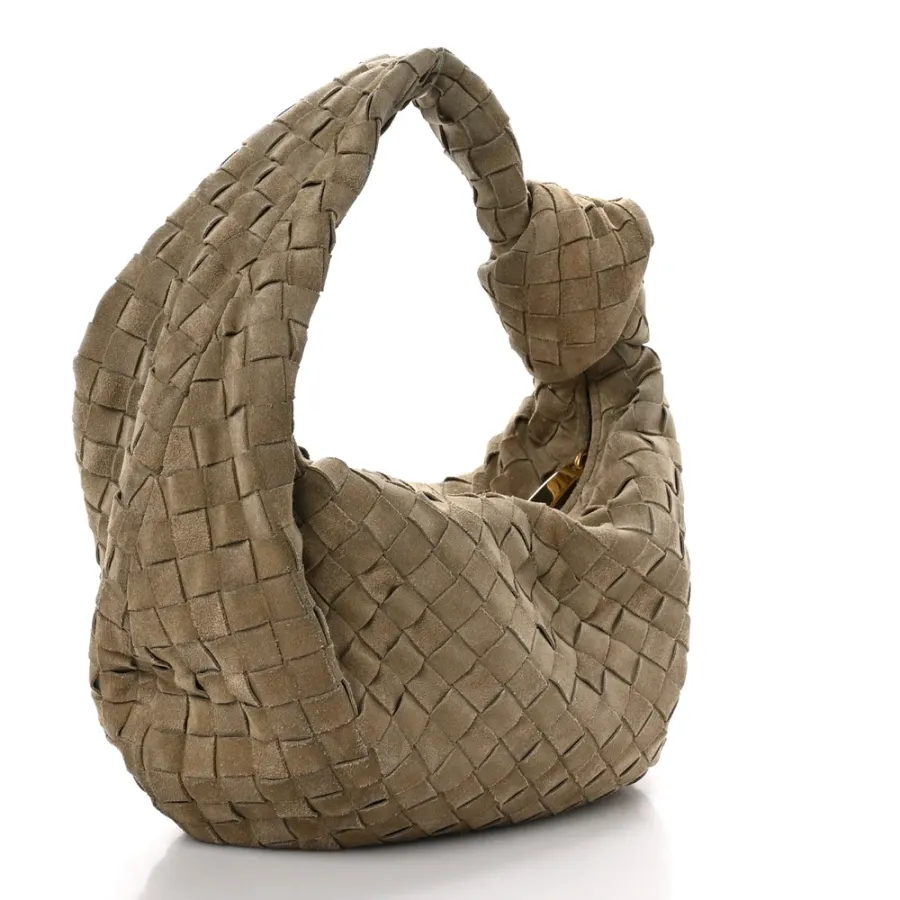 Bottega Veneta Maxi Teen Intrecciato Jodie Hobo Beige Suede & Calfskin Leather