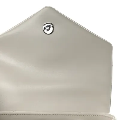 Saint Laurent Mini Loulou Crossbody Bag Crema Soft Y-Quilted Monogram Calfskin Leather Silver Hardware