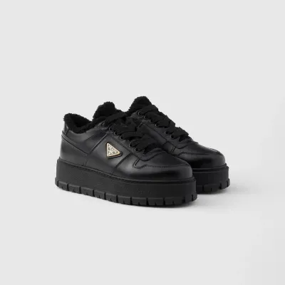 PRADA Black leather sneakers