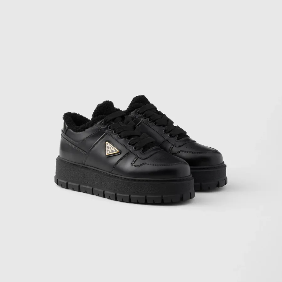 PRADA Black leather sneakers