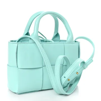 Bottega Veneta Maxi Intreccio Candy Arco Tote Celadon Lambskin Leather