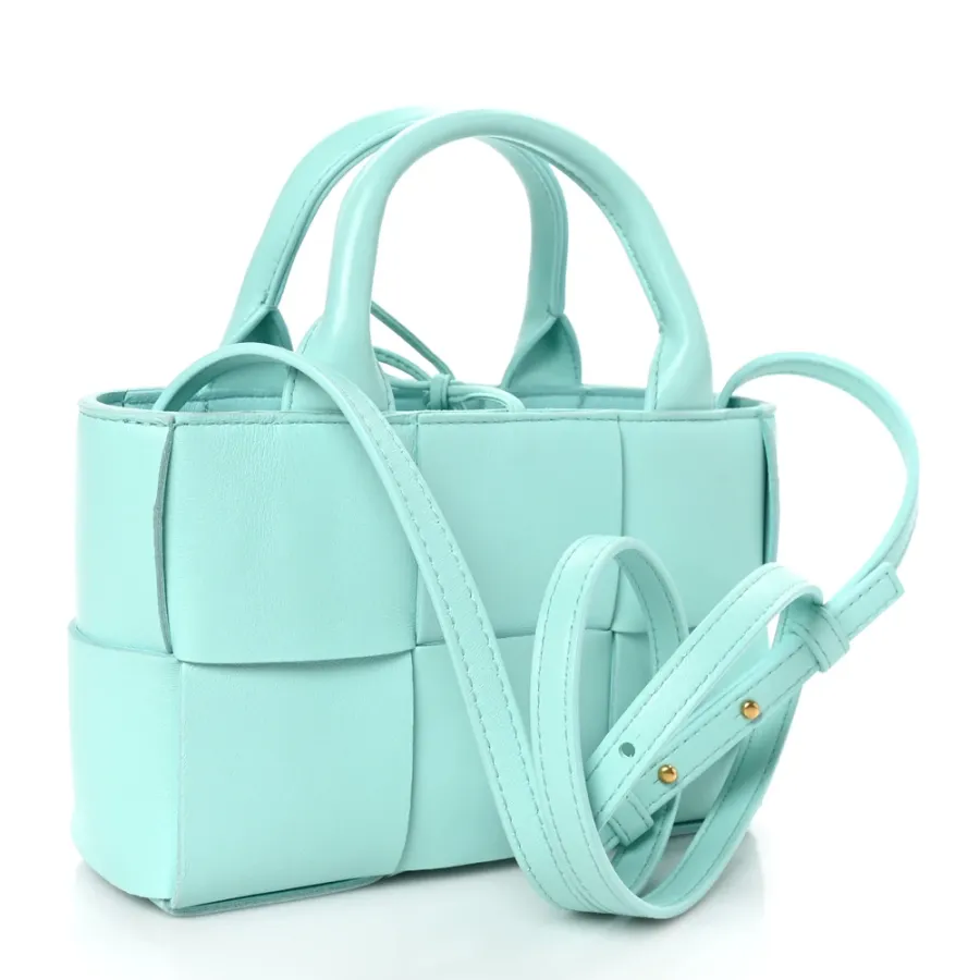 Bottega Veneta Maxi Intreccio Candy Arco Tote Celadon Lambskin Leather