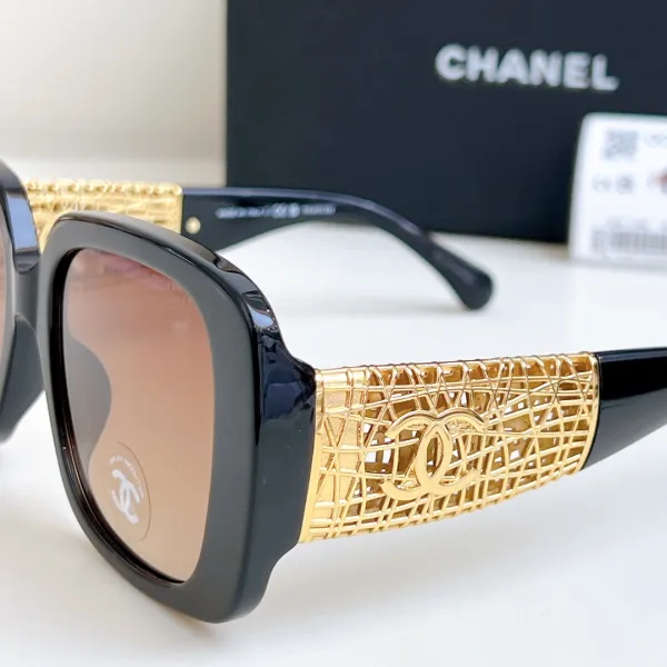 CHANEL square frame glasses black gold color size 54-20-140 - Image 6