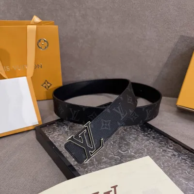 Louis Vuitton Men's LV Buckle Belt In Black Monogram Canvas With Black/Gold/Silver Hardware 40mm