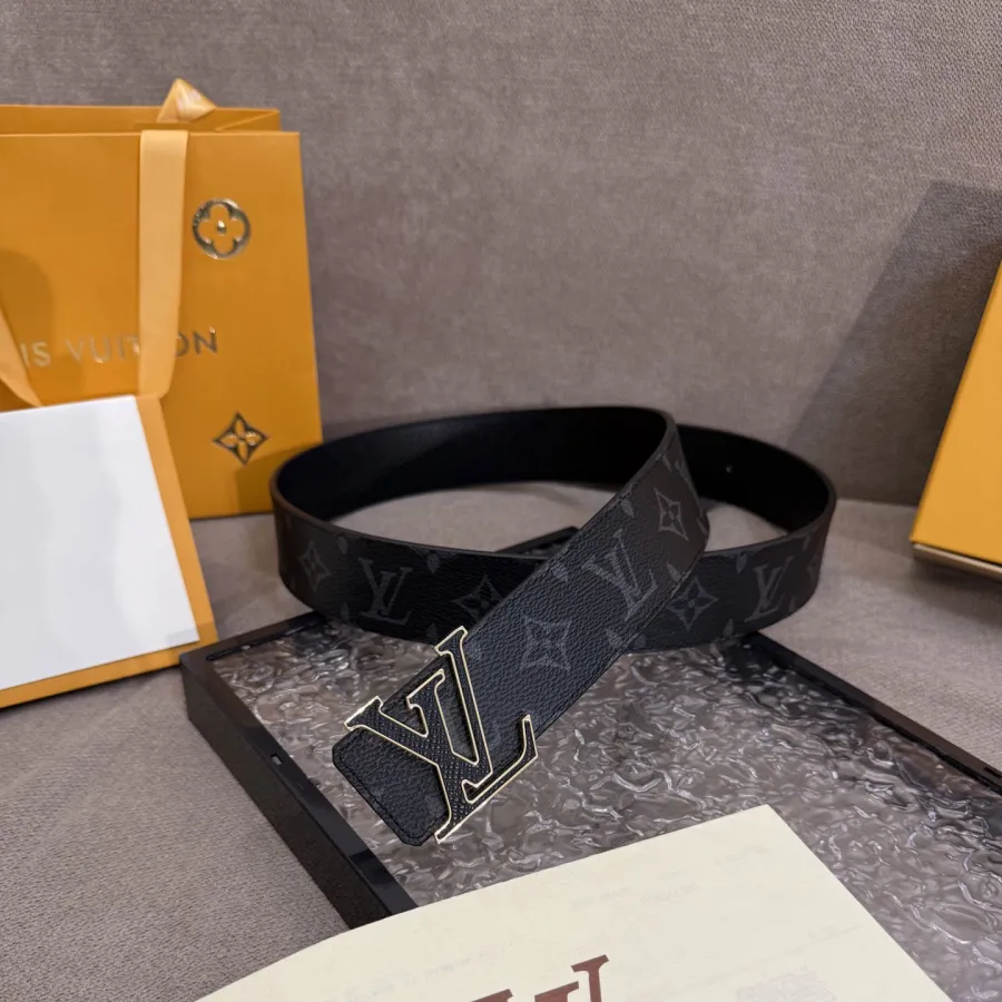 Louis Vuitton Men's LV Buckle Belt In Black Monogram Canvas With Black/Gold/Silver Hardware 40mm