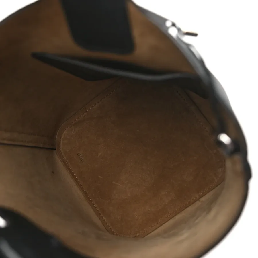 Loewe Pebble Bucket Bag Mini Black Soft Grained Calfskin Leather Palladium Hardware