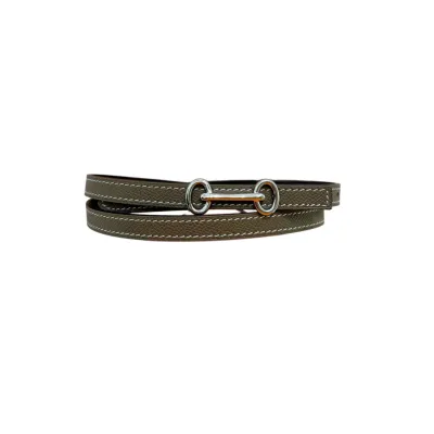 Hermès Women' s Horsebit Buckle Reversible Belt In White/Pink/Etoupe Calfskin With Gold/Silver Hardware 13mm