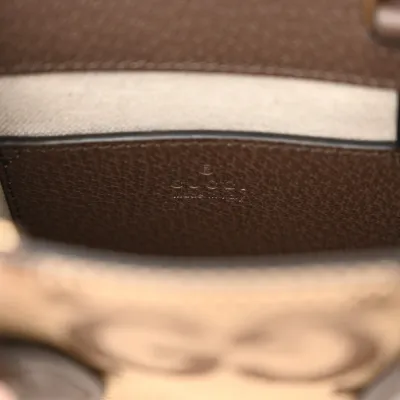 Gucci Mini Vertical Tote Camel Ebony Textured Dollar Calfskin Leather Gold Hardware