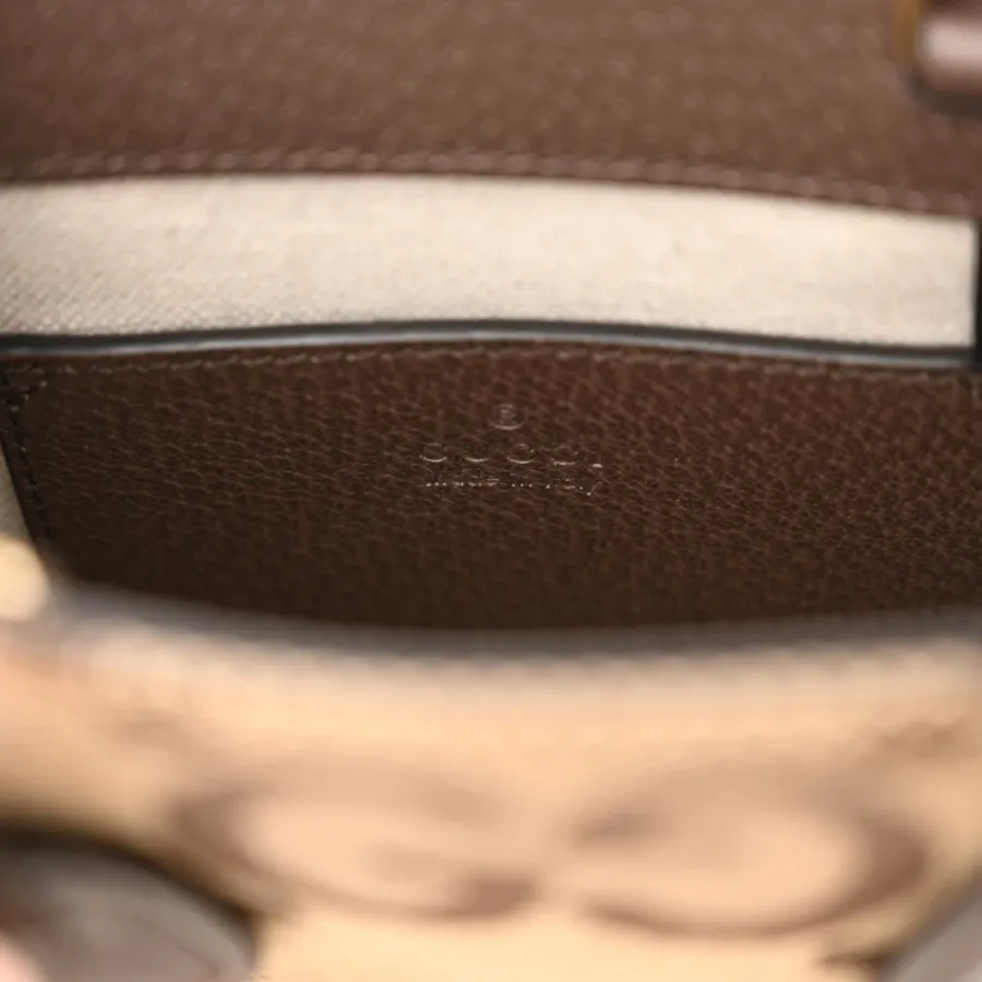 Gucci Mini Vertical Tote Camel Ebony Textured Dollar Calfskin Leather Gold Hardware