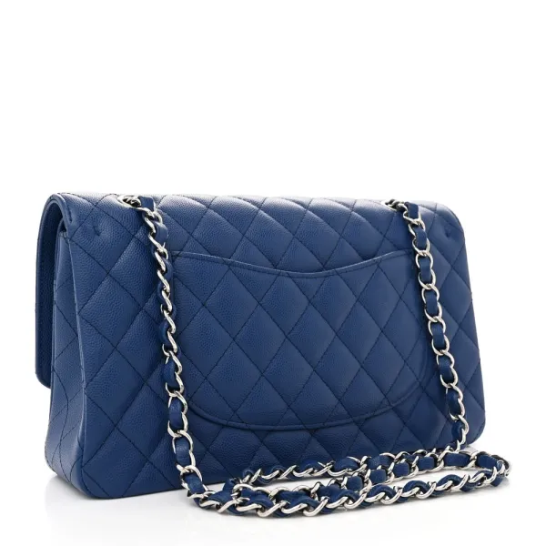 Grade Designer Handbags | Blue Quilted Chanel Flap - Image 3