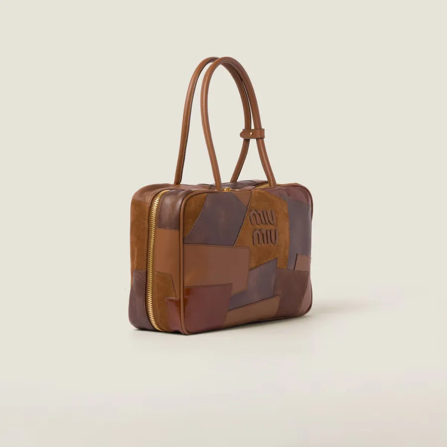 Miu Miu Beau Leather / Suede splicing Brown Top-Handle Bags