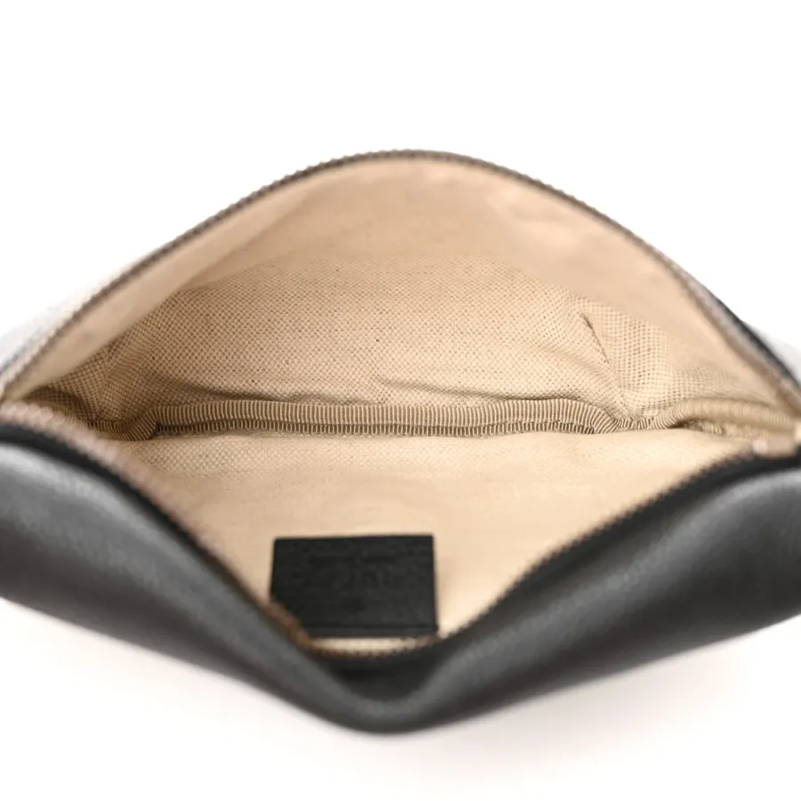 Gucci Small Logo Belt Bag Black Grained Calfskin Leather Aged Gold Hardware