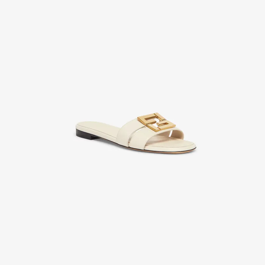 FENDI White leather sandals slippers