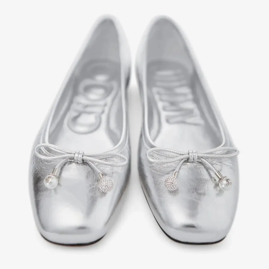 JIMMY CHOO Silver leather flats