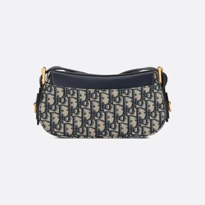 Dior Small Streetchic Bag In Blue Dior Oblique Jacquard and Smooth Calfskin With Gold Hardware