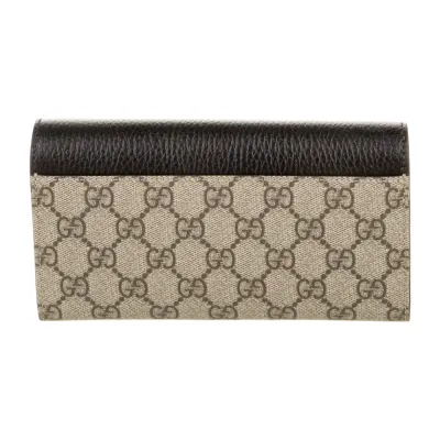 Gucci Medium Printed Continental Wallet Black and Brown Matelassé Chevron Leather Gold Hardware