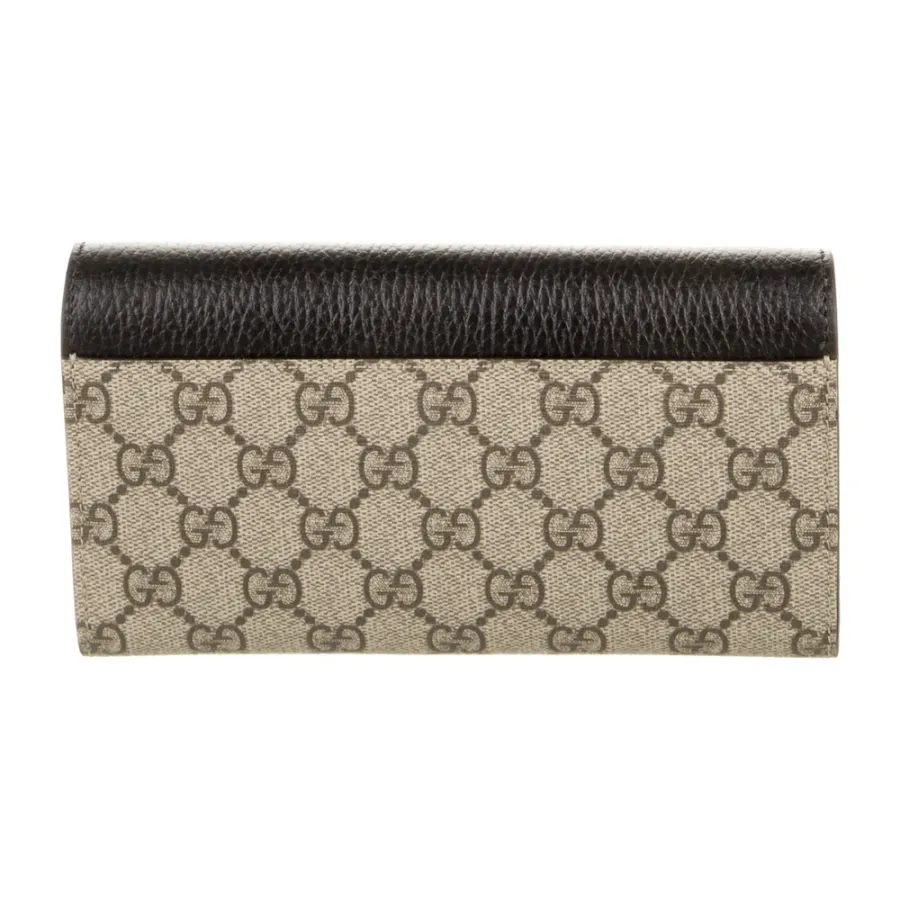 Gucci Medium Printed Continental Wallet Black and Brown Matelassé Chevron Leather Gold Hardware