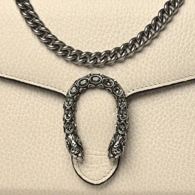 Gucci Mini Dionysus Chain Wallet Mystic White Dollar Calfskin Leather Aged Silver Hardware