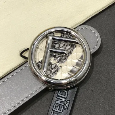 Fendi Women's F Logo Round Buckle Belt In Black/Brown/Grey/Pink Calfskin With Gold/Silver Hardware 20mm