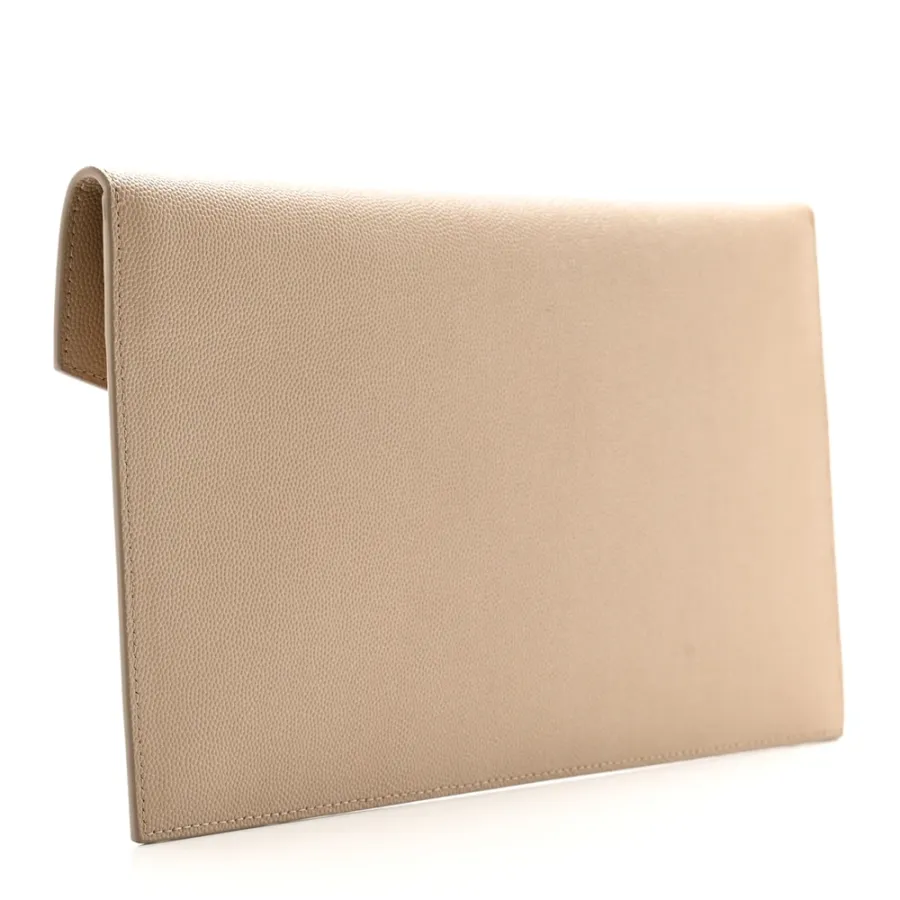 Saint Laurent Medium Uptown Pouch Dark Beige Grain De Poudre Leather Gold Hardware