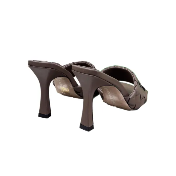 Bottega Veneta Parco Mule In Brown Intrecciato Leather Mule (Heel Height 9cm) - Image 3