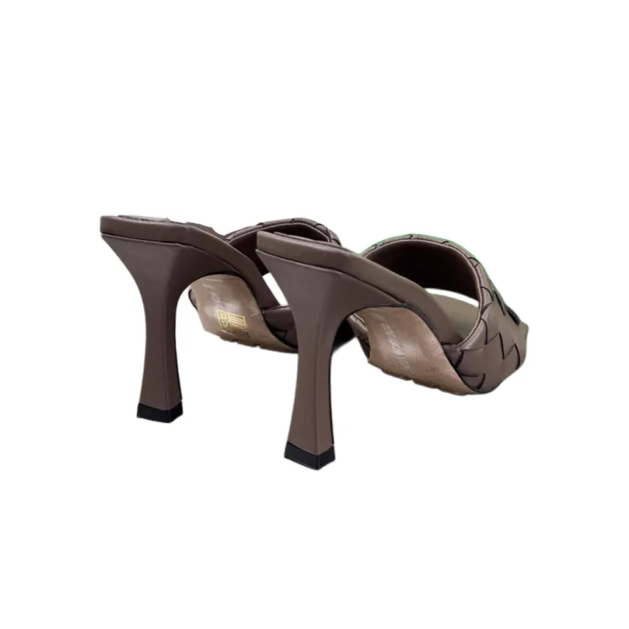 Bottega Veneta Parco Mule In Brown Intrecciato Leather Mule (Heel Height 9cm)