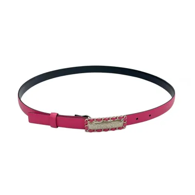 Chanel Women's Rectangled Buckle Thin Belt In Brown/Arrowroot/Champagne Gold/Pink/Pale Pink/Red/Black/White Calfskin With Gold/Silver Hardware 20mm