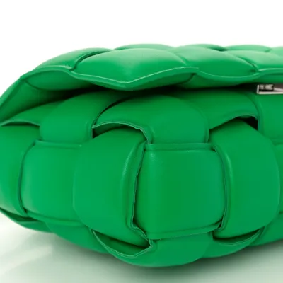 Bottega Veneta Maxi Intreccio Padded Cassette Crossbody Bag Parakeet Nappa Leather Silver Hardware