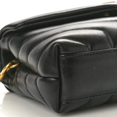 Saint Laurent Mini Loulou Crossbody Bag Black Y-Quilted Monogram Calfskin Leather Gold Hardware