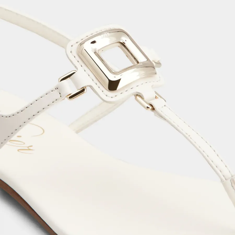 Roger Vivier Viv' By The Sea Sandals In White Leather With Metal Buckle