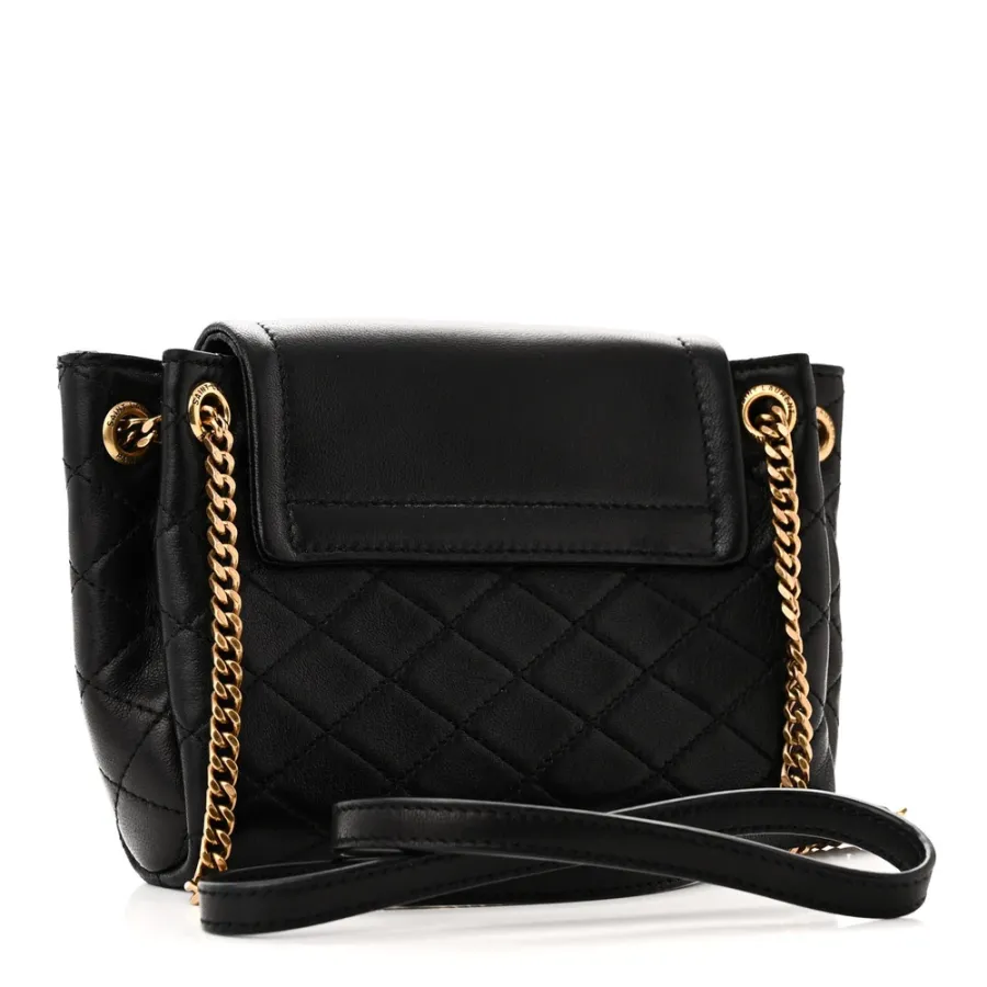 Saint Laurent Mini Nolita Black Quilted Monogram Lambskin Leather Aged Gold Hardware