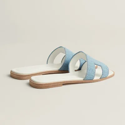 HERMES Oran Blue Slippers