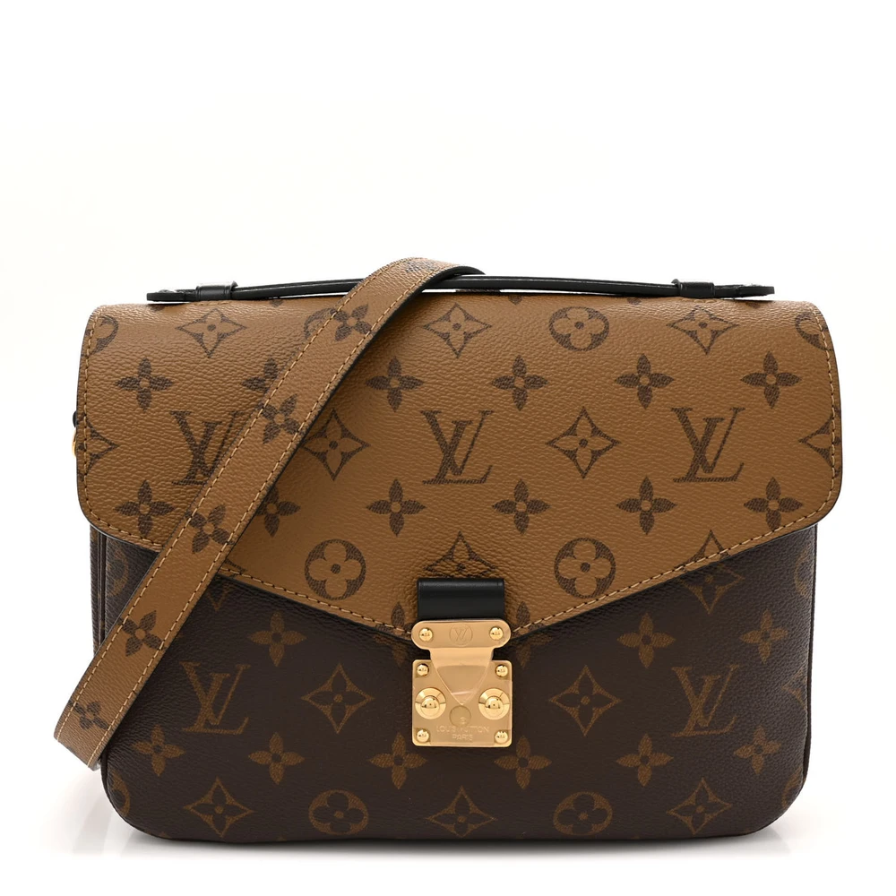 Louis Vuitton Pochette Metis PM Reverse Monogram Canvas com Hardware Dourado