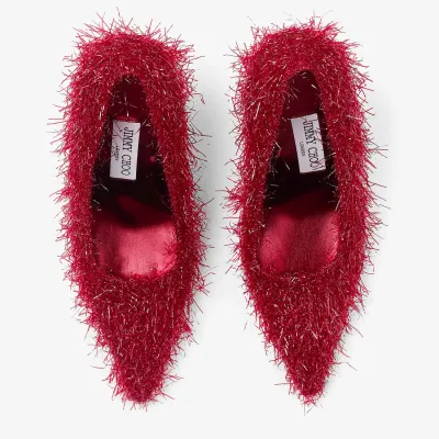 JIMMY CHOO Ruby red wire heels, pointy stiletto heels （9.5cm)