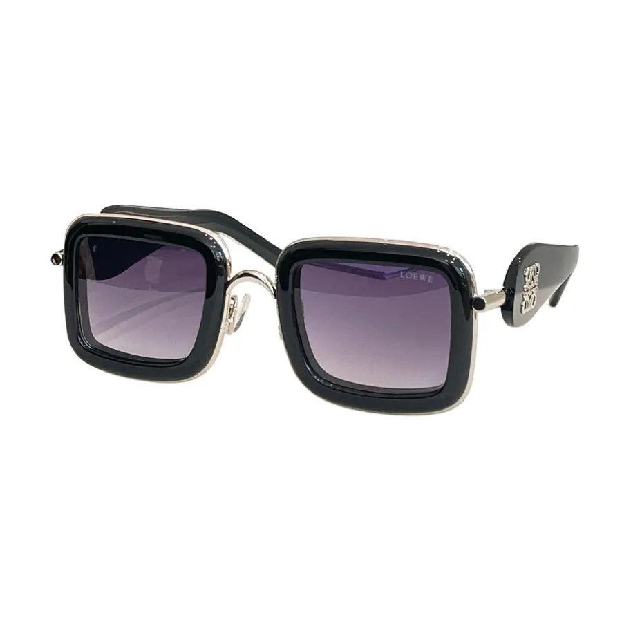 Loewe square frame glasses black white/white/black orange/black red/black/purple silver/purple gold/leopard color Size 49口27-140
