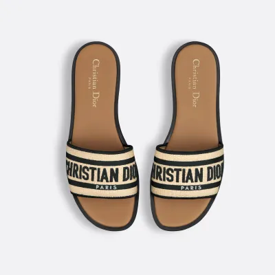 Dior black white flat slippers