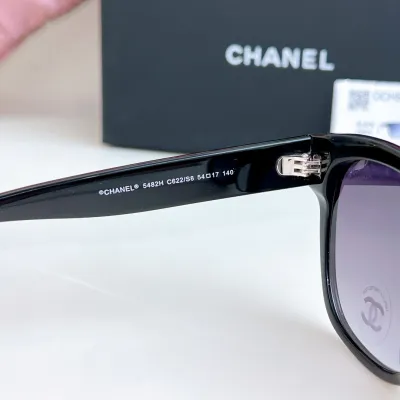 CHANEL square frame pearl glasses black purple color SIZE 54-17-140