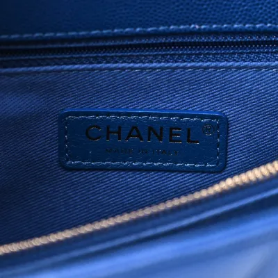 Designer Coco Handle Handbag – Small Blue Chevron