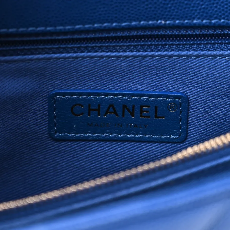 Designer Coco Handle Handbag – Small Blue Chevron