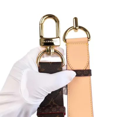 Louis Vuitton Women's Oversized Hook Reversible Belt In Black/Tan Calfskin And Monogram Canvas With Gold Hardware 40mm