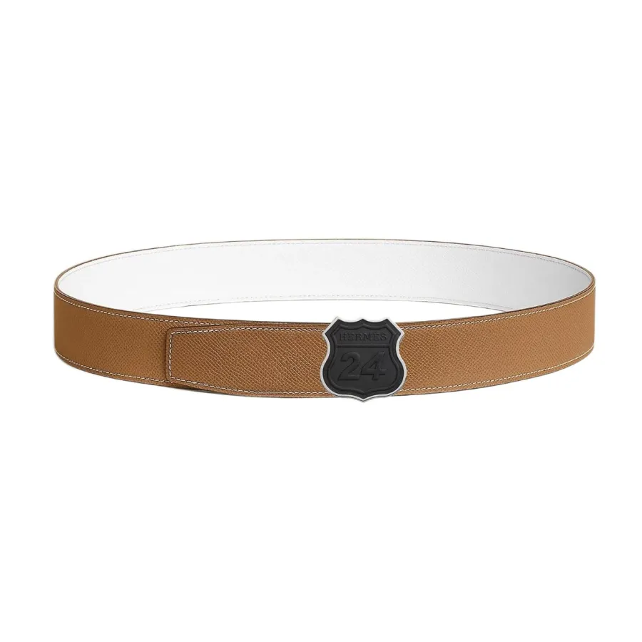 Hermès Men' s On The Road Buckle Reversible Belt In Brown/White/Blue/Black Calfskin 38mm