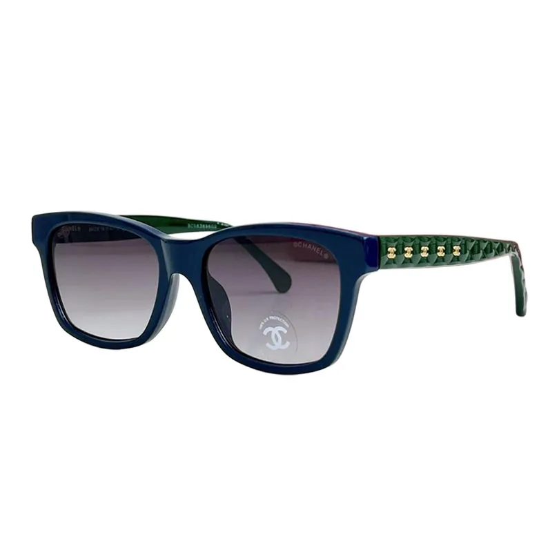 CHANEL square frame glasses blue green color size 58口17-140