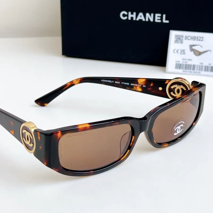 CHANEL square frame glasses leopard-print brown color size 56-18-137