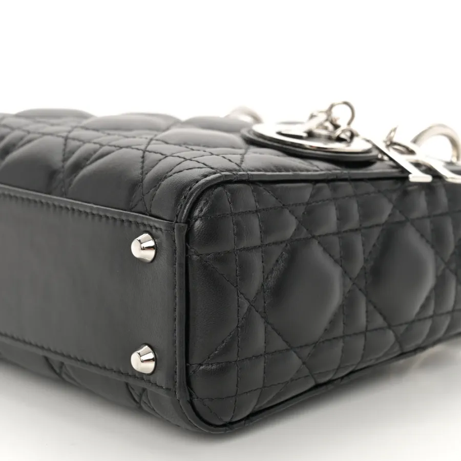 Dior Mini Lady Dior Black Cannage Lambskin Leather Light Gold Hardware