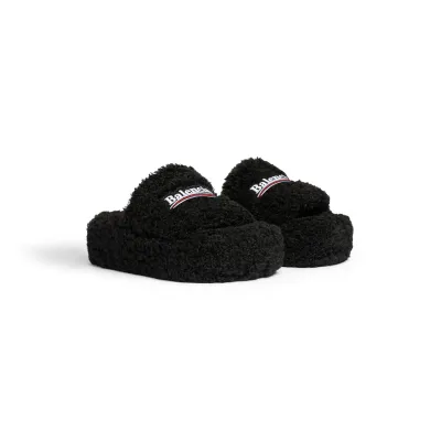 BALENCIAGA Women's black platform slippers