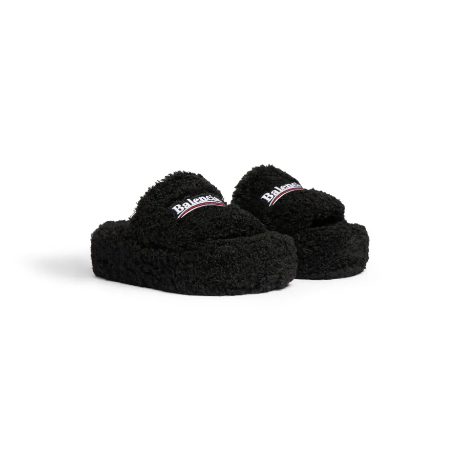 BALENCIAGA Women's black platform slippers
