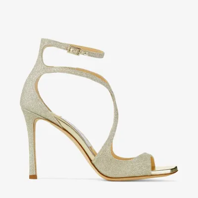 JIMMY CHOO Gold particle Flash powder glitter high heel sandals