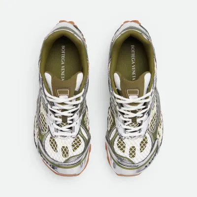 Bottega Veneta Orbit Sneakers In Silver/Mud Technical Fabric And Mesh Lace-Up Sneaker