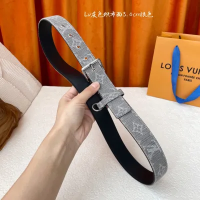 Louis Vuitton Women's D-Ring Raffia Belt In Grey Monogram Canvas With Silver Hardware 30mm